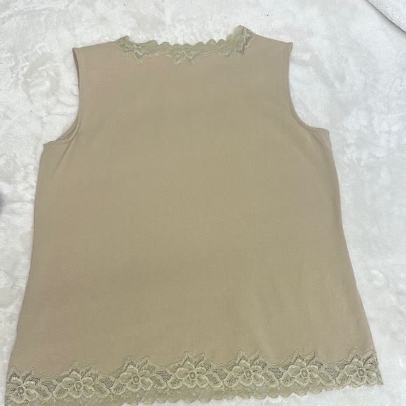 Coldwater Creek Tan Sleeveless Top with Lace Trim - Picture 6 of 7